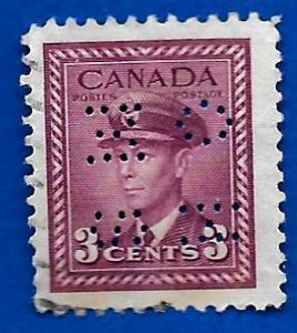 Canada 1949 - U - O.H.M.S perfin - Scott #03 *