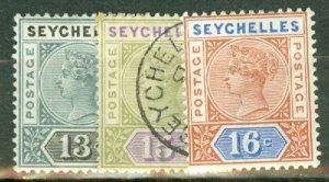 QJ: Seychelles 1-9,12,1a,a,6a,7a,9a,12a mint; 10 used CV $238; scan shows a few