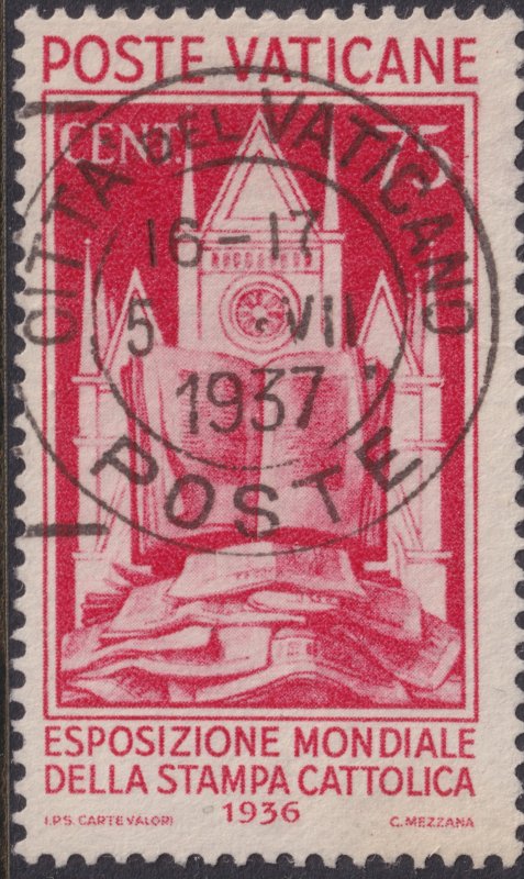 Sc# 51 Vatican 1936 World Expo Catholic Press 75c issue used CV $40.00