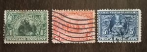 US Scott #328-330 VF Used Set of (3) Stamps 1907