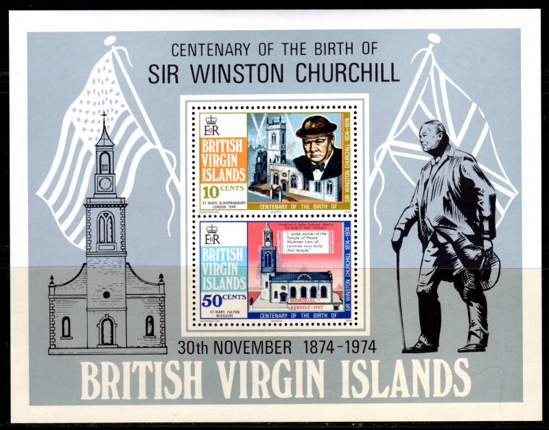 British Virgin Islands 1974 Sc#279a SIR WINSTON CHURCHILL Souvenir Sheet MNH