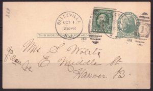 F2108   UNITED STATES   Postal Card # 405, UX27      Washington, Jefferson