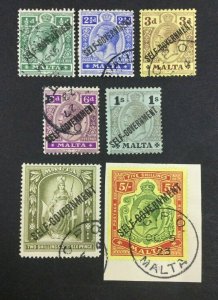 MOMEN: MALTA SG #106-110,112-113 1922 MULT CROWN CA USED £300 LOT #62404