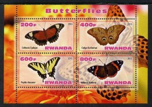 RWANDA - 2013 - Butterflies #4 - Perf 4v Sheet - MNH - Private Issue