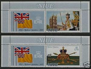 Niue 194-5+Label MNH Royalty, Queen Elizabeth II, Flags