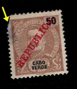 Cabo or Cape Verde Scott 91 MH* Faulty King Carlos stamp