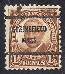 684 1 1/2 cent Harding, Brown Precancel Stamp used F