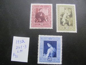 LIECHTENSTEIN 1952 MINT LIGHT HINGED  SC 261-263 SET XF $31 (178)