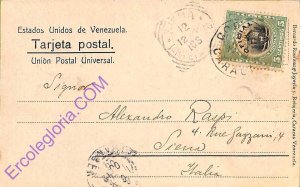 ad6384 - VENEZUELA - Postal History -  OFFICIAL stamp on POSTCARD to ITALY 1906