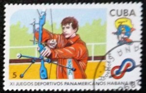 CUBA Sc# 3183  HAVANA PAN AMERICAN GAMES sports 5c Archery 1989 used cto