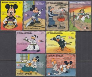 ANTIGUA # 1436-43 DISNEY CELEBRATES the INT'L STAMP EXHIBITION in JAPAN in '91