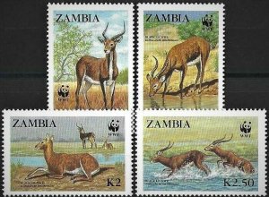 1987 Zambia WWF, Water Buck, Kobus leche smithemani compl. set VF/MNH! CAT 11$