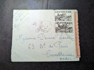 1944 Censored Tunisia Airmail Cover to Casablance French Morocco