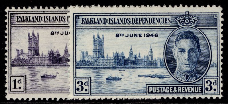 FALKLAND ISLANDS - Dependencies GVI SG G17-G18, 1946 VICTORY set, M MINT.