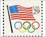 USA 1991 Used SC2528 Flag with Olympic Rings Multicolor 29 Cent 199*STOCK IMAGE*