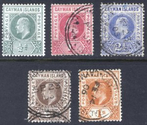 Cayman Is 1902 1/2d-1s EVII Wmk Crown CA Scott 3-7 SG 3-7 VFU Cat $258