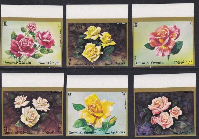 Umm Al Qiwain M # 675A-689A,  Imperf, Roses, NH Set