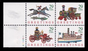 US 2715-2718a, MNH Booklet Pane of 4 - Christmas 1992