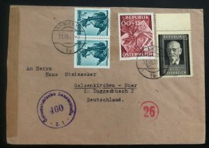 1951 Vienna Austria AMG Censored Cover To Gelsenkirchen Germany