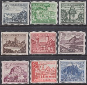 GERMANY Sc # B160-8 CPL VLH & HR SET of 9 - VARIOUS BUILDINGS and CASTLES