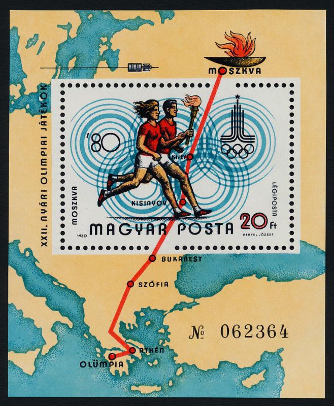 Hungary C425 MNH Olympic Games, Map, Torch Bearers