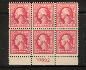 USA #526 Very Fine Never Hinged Plate Block Of Six