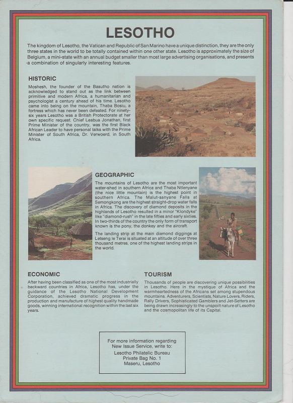 LESOTHO BIRDS DEFINITIVE ISSUE 1981  Official Souvenir Folder