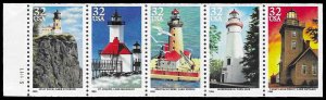 PCBstamps  US #2969/2973a Bk Pane $1.60(5x32c)GL Lighthouse, MNH, (8)