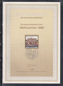 Berlin Scott 9NB265 Ersttagsblatt FDC - Christmas 1988