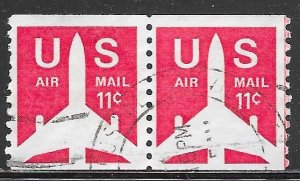 USA C82: 11c Plane Silhouette, coil pair, used, F-VF