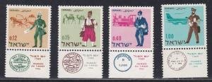 Israel #329-332 MNH - Stamp Day 1966 - Mail Carriers with Tab