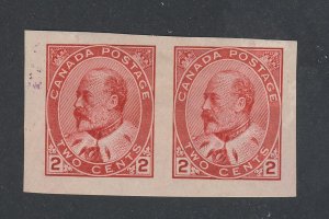 2x Canada Edward VII Stamps; #90a - 2c Pair MH VF Gum Disturbance Thin?  GV=$50