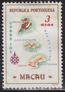 Macao 384 Map of Colony 1956