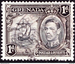 GRENADA 1942 KGVI 1d Black & Sepia SG154a FU