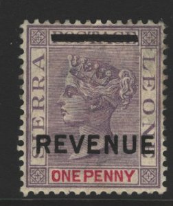 Sierra Leone QV Revenue  Watermark Crown CA MH