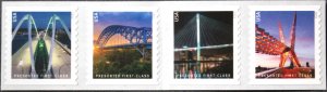 U.S.#5808-11 Bridges 25c Presort Non-Sequenced Coil Strip of 4 w/fold, MNH.