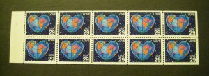 Scott 2536a, 29c Earth Love, UNFOLDED Pane of 10, PL#1111, MNH Beauty