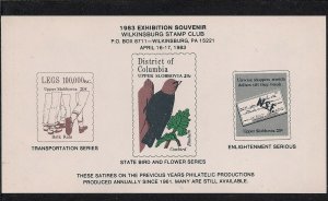 1983 Wilkinsburg Souvenir Sheet, MNH, Full Original Gum, Satirical Philately!!
