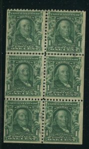 300b Franklin RARE Used Booklet Pane of 6 Stamps with APS Cert HZ54