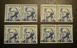 Scott 1304C, 5c Washington, Line Pair, MNH, dull gum