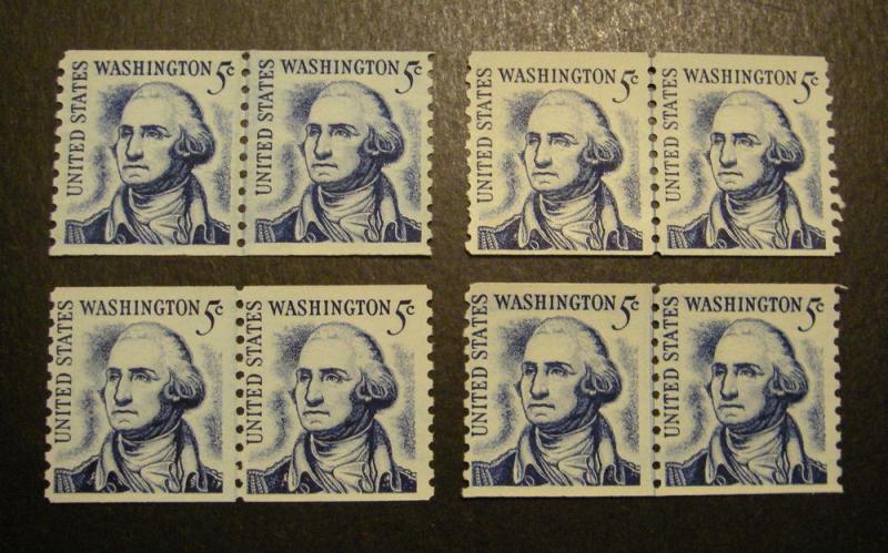 Scott 1304C, 5c Washington, Line Pair, MNH, dull gum