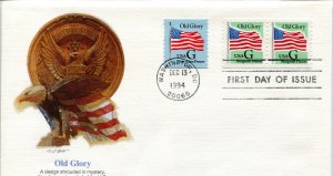 2893   5c Old Glory Coil Pair,  Fleetwood First Day Cover