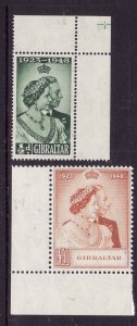 Gibraltar-Sc#121-2-unused hinged Omnibus-set-KGVI-Silver Wedding-1948-