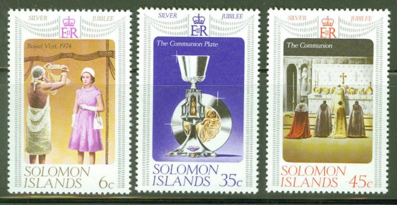 British Solomon Islands Scott 345-347 MNH** 1977 Reign of QE2