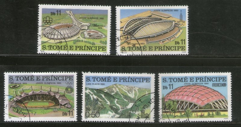 St. Thomas & Prince Is. 1980 Olympic Stadiums Architecture Sports 5v Cancelled