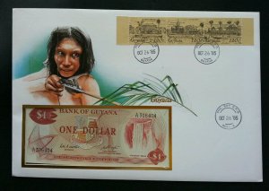 Guyana Traditional Houses 1985 Village Hunter Daily FDC (banknote cover) *rare