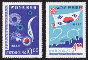 Korea (South) #478-479 set/2 mnh - 1965 20th anniv, liberation from Japan