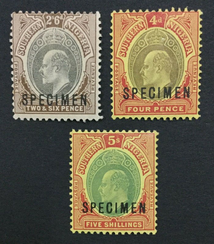 MOMEN: SOUTHERN NIGERIA SG #17s,38s,42s SPECIMEN MINT OG H LOT #191541-530