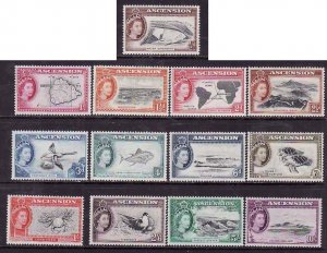 Ascension-Sc#62-74- id7-unused NH QEII set-Fish-Marine Life-Maps-Birds-1956-