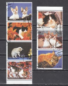 Mordovia, 2001 Russian Local issue. Cats on 7 values. Canceled. ^